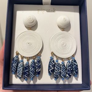 NWT Piper K tropical drop earrings with beautiful blue beads